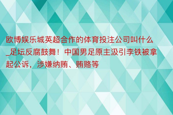 欧博娱乐城英超合作的体育投注公司叫什么_足坛反腐鼓舞！中国男足原主汲引李铁被拿起公诉，涉嫌纳贿、贿赂等