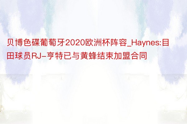 贝博色碟葡萄牙2020欧洲杯阵容_Haynes:目田球员RJ-亨特已与黄蜂结束加盟合同