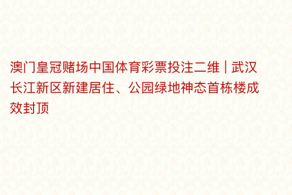 澳门皇冠赌场中国体育彩票投注二维 | 武汉长江新区新建居住、公园绿地神态首栋楼成效封顶